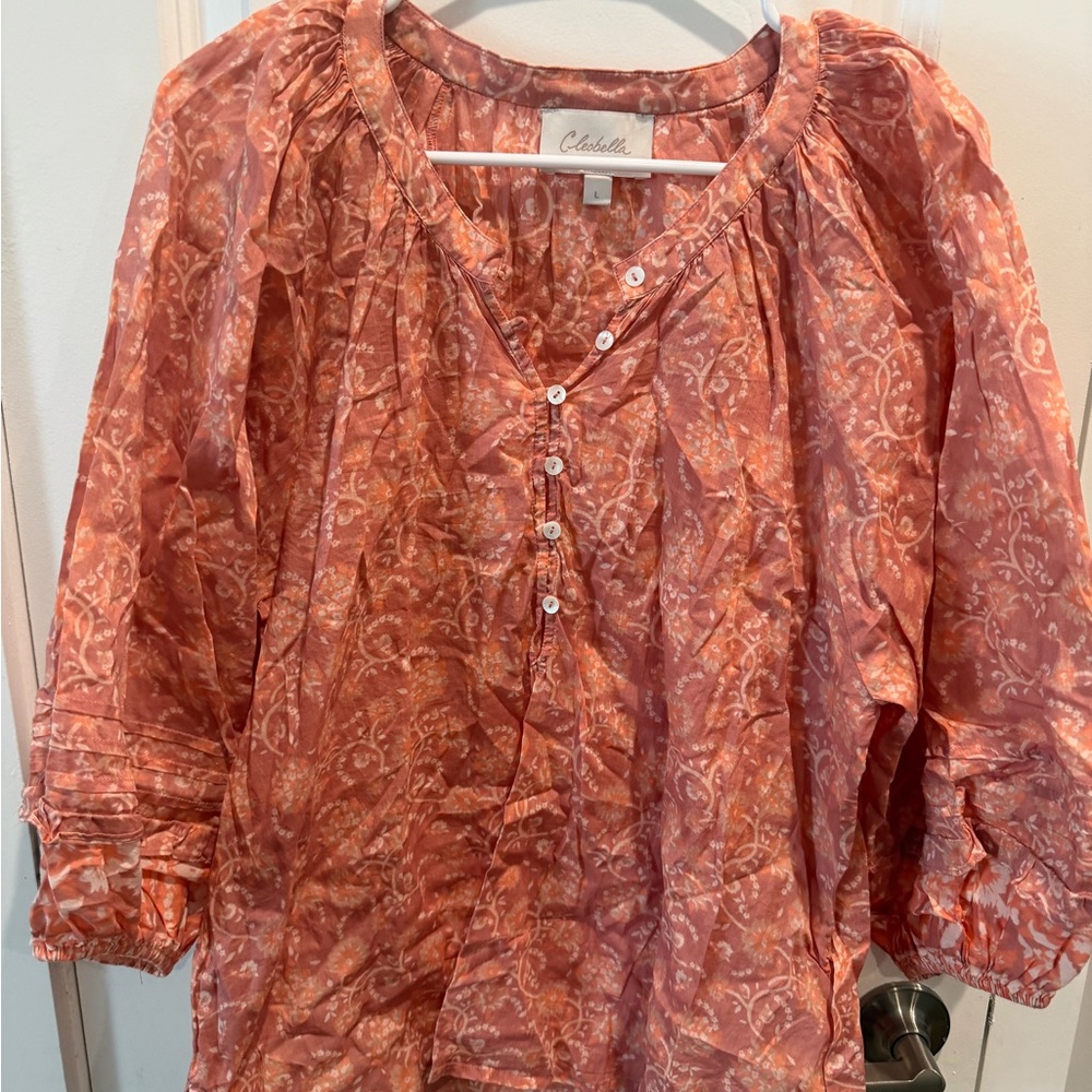 Cleobella Quinn Blouse in a coral/peach floral print Size L - Picture 7 of 7